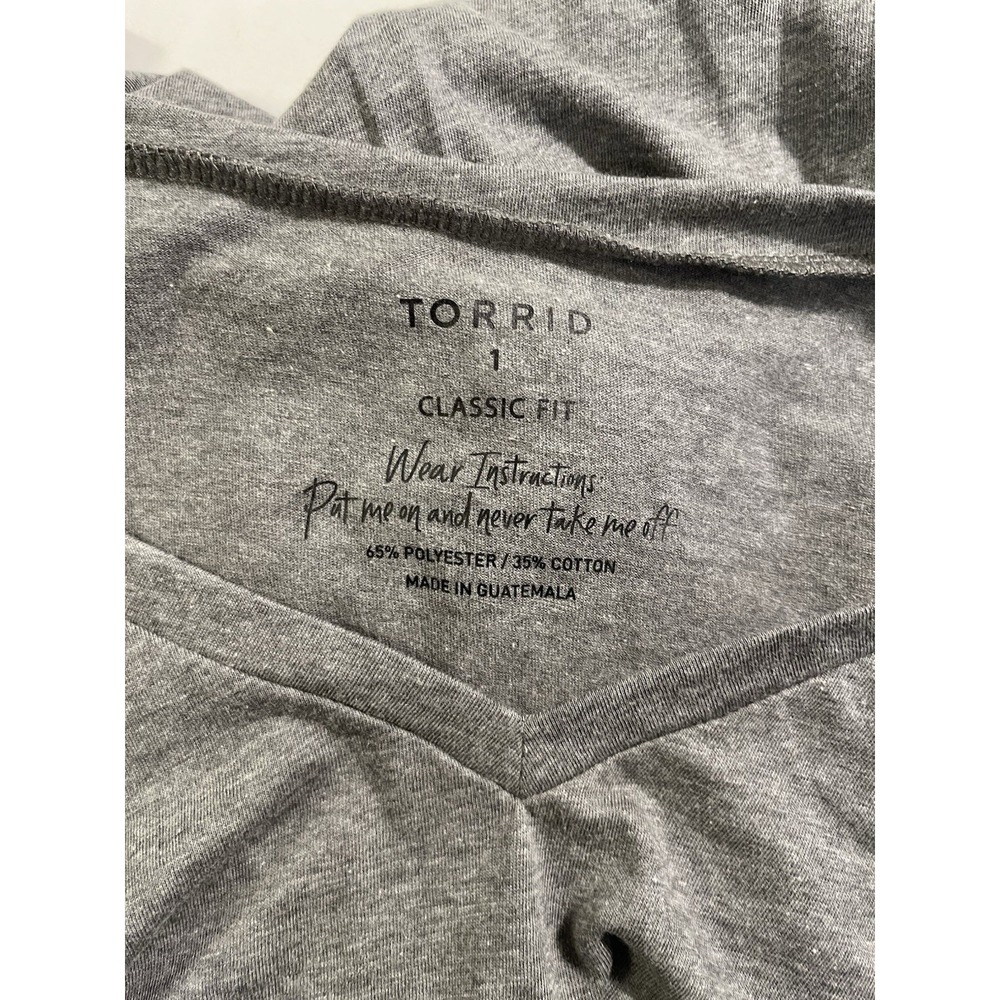 Torrid Girlfriend Tee 1X Gray V-Neck Long Sleeve Classic Fit NWT Plus Size - Picture 3 of 9